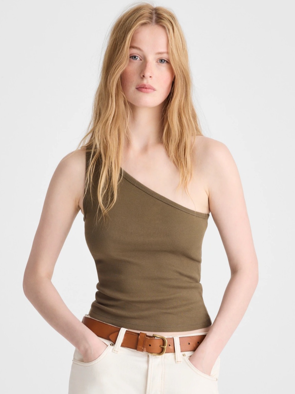The 90s One-Shoulder Tanks in compact cotton - set of 3 colors
